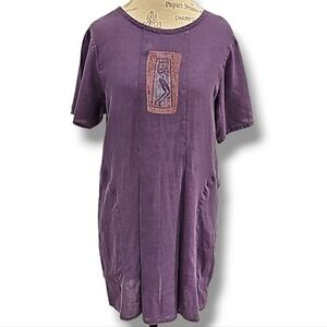 Flax By Jeanne Englehart Purple 100% Linen Mini Dress - Size Small